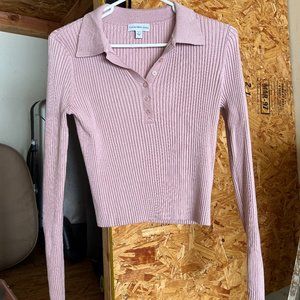 Light pink small calvin klein crop polo sweater